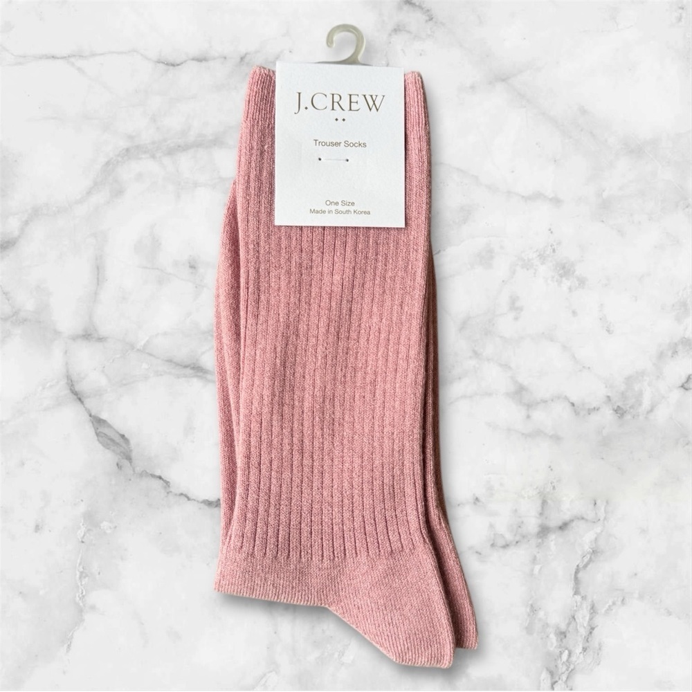 J.Crew Pink Ribbed Crew Socks - Picture 3 of 9
